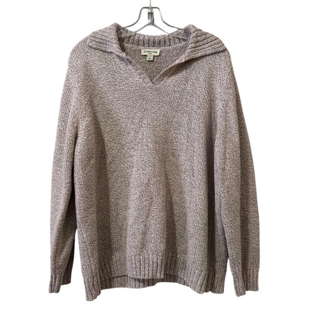 St Johns Bay Women Size‎ 2X Collared Long Sleeve Knit Sweater V Neck Stretch
